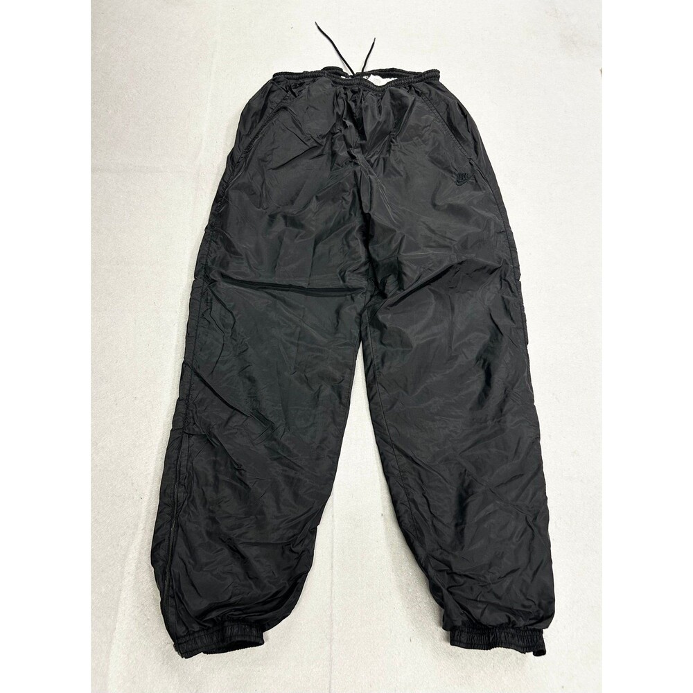 Vintage 90s Nike Track Pants Mens' Black Swoosh Windbreaker Taper Jogger